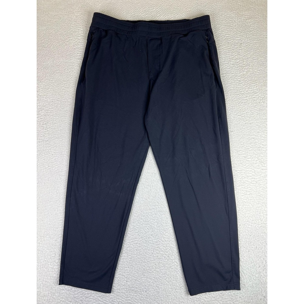Public Rec Mens 38x28 Black Nylon Stretch Joggers Elastic Waist Zip Pocket Pants